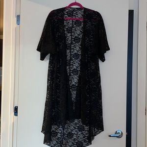 Black lace 3/4 sleeve duster